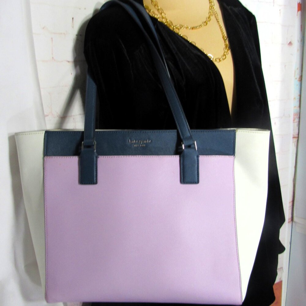 KATE SPADE LARGE LAVENDER CAMERON BAG TOTE "LOTS OF POCKETS" SECRETARY BAG - Picture 2 of 16